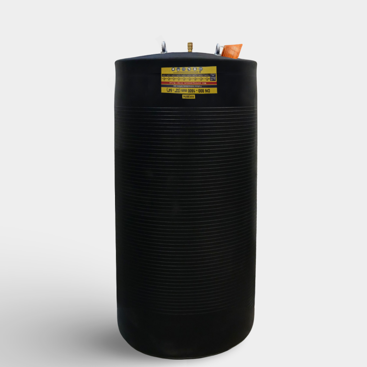 Korek uszczelniający, balon zamykający do rur o średnicach DN 800-1600. Wykonany z gumy NR-BR wzmacnianej Kevlarem.